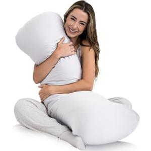 Weighted Body Pillow 8lbs - Weighted Pillow for Deeper Sleep (48 x 14) - Cooling Body Pillows for Adults, Full Body Pillow for Adults, Side Sleeper Body Pillows with Cover (X-Large/White)