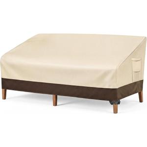 Vailge Heavy Duty Patio Sofa Cover, 100% Waterproof 3-Seater Outdoor Sofa Cover,Lawn Patio Furniture Covers with Air Vent and Handle,79" Wx 37" Dx 35" H,Beige&Brown