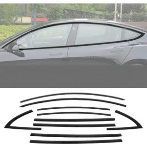 Window Trim Stainless Steel Chrome Delete for Model 3 2017-2025 ABS Black Window Trim Blackout Kit 10pcs  Glossy Black (for Model 3 2017-2025)