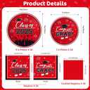 Graduation Plates and Napkins 2025 Grad Party Supplies, Class of 2025 Congrats Grad Disposable Paper Plates Cocktail Napkins Set for 2025 Red Black Graduation Party Decorations Sets, Serve 50