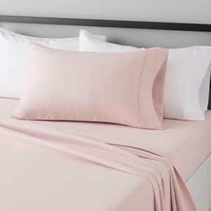 Amazon Basics Ultra-Soft, Breathable, Wrinkle Free Brushed Microfiber 3-Piece Bed Sheet Set with 14-Inch Deep Pockets, Twin XL, Blush Pink, Solid