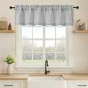 OVZME Grey Valance for Windows, Light Filtering Faux Linen Textured Small Short Valance Kitchen Curtain, Dual Rod Pocket Top Short Window Curtain for Bathroom Basement Farmhouse, 1 Piece, 60Wx12L