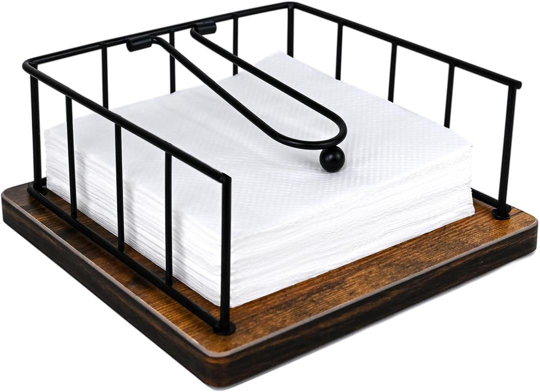 Elegant Wooden Base Paper Holder  Stable, Durable, and Stylish Kitchen Dispenser (Cocktail Napkin 7.5"7.5")
