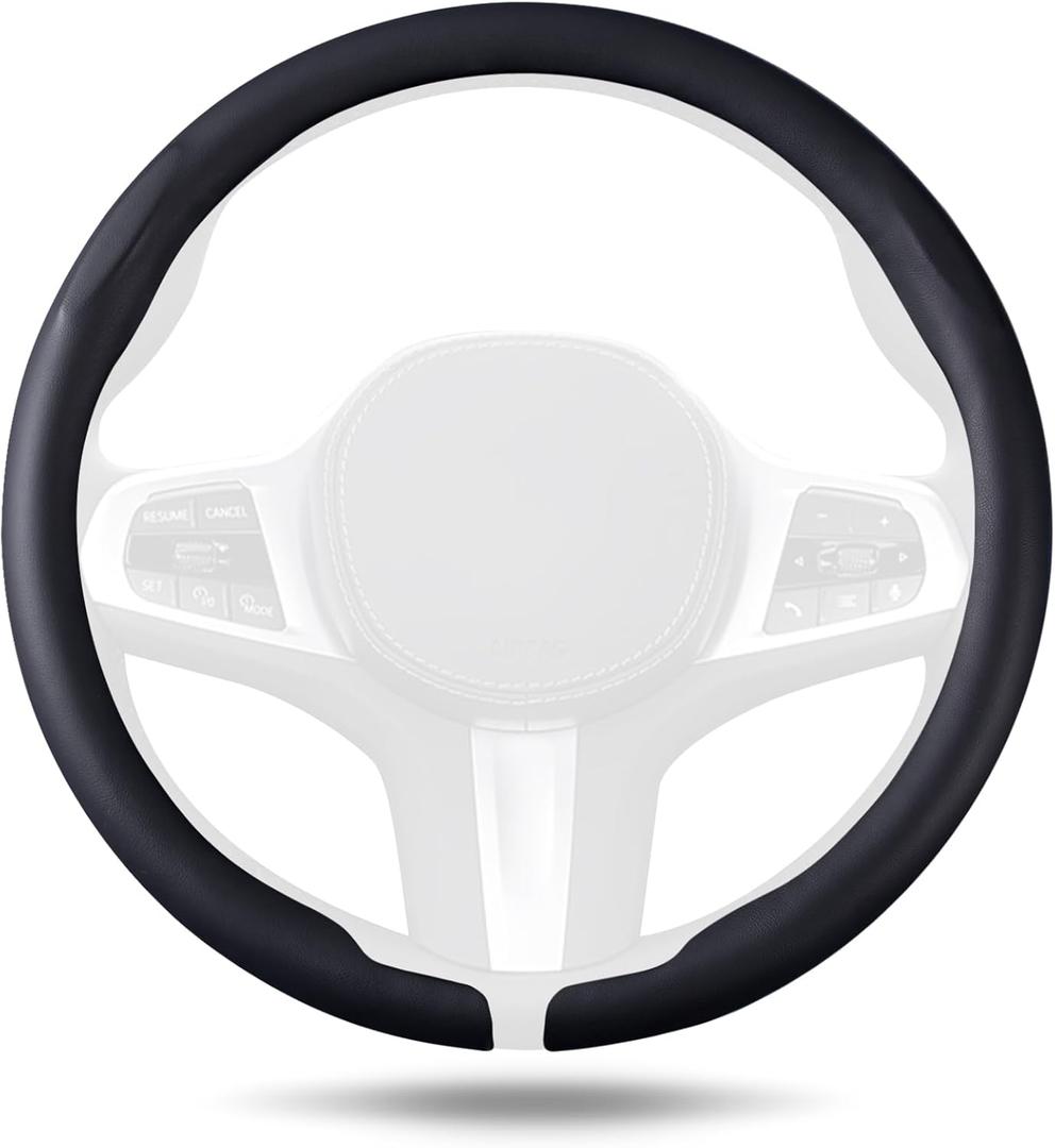 Aimato Car Steering Wheel Cover, Ultra-Thin Car Steering Wheel Cover,Comfortable & Breathable Microfiber,Universal Fit for Most Cars, Black