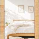 Rattan Rectangular Mirror 24x36, Boho Decorative Wall Mirror for Bathroom, Farmhouse Vanity Mirror for Nursery, Bedroom, Living Room Decor, Nursery & Children's Room