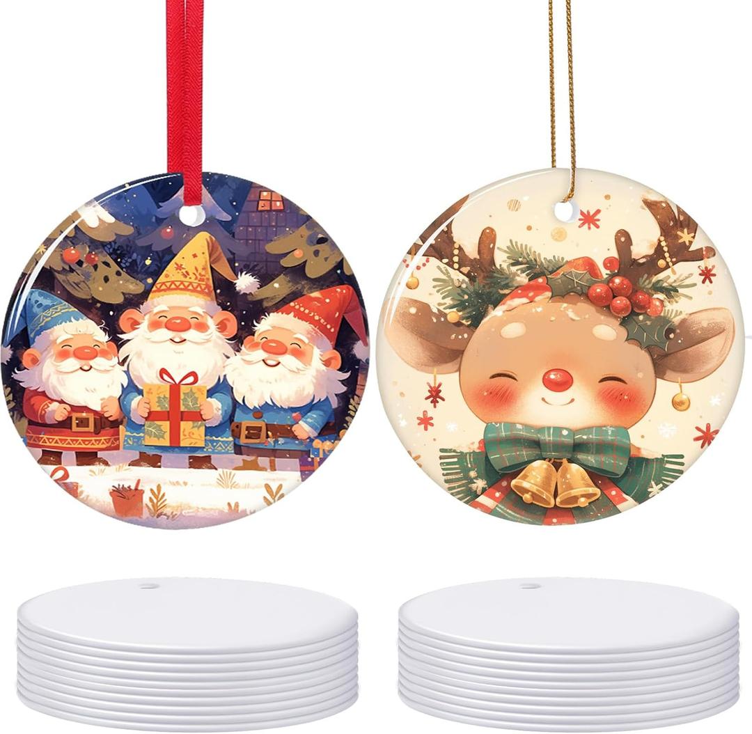 Sublimation Ornament Blanks 5 Inch 20 PCS Christmas Aluminium Round Decoration