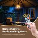 Wood Grain Patio Umbrella Light with Remote Control, Rechargeable Cordless LED Edison Bulbs Pole Light with 10 Brightness Levels for Garden, Patio, Backyard, Camping or BBQ (2 Pack)