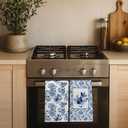 Chinoiserie Boston Terrier Kitchen & Hand Towels Set of 2,Blue and White Floral Dog Gifts Dish &Tea Towels for Kitchen Bathroom Decor,Dog Lover Gifts for Women 16x24 Inch
