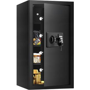 6.0 Cub Large Home Safes Fireproof Wterproof, Anti-theft Fireproof Safe with Programmable Keypad, Spare Keys and Alarm Systerm, Digital Home Security Safe Box for Document Money Medicines