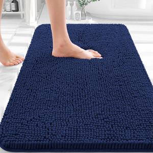 OLANLY Bathroom Rugs 36x24, Extra Soft Absorbent Chenille Bath Rugs, Rubber Backing Quick Dry, Machine Washable Bath Mats for Bathroom Floor, Tub and Shower, Home Decor Accessories, Twilight Sapphire