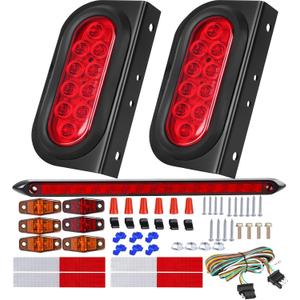 6 Inch Oval Led Trailer Lights Kit with Mounting Bracket, Sealed Submersible Stop Brake Trailer Tail Light Kit, Lights Bar and Wiring Harness for Boat RV Truck