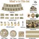 Army Military Party Decorations ,Camouflage Birthday Party Supplies, Soldier Plates Napkins Set Camo Hero Balloons,Backdrop,Banner, Cake Toppers,Tableware, Tablecloth,Forks,Directional Party Signs