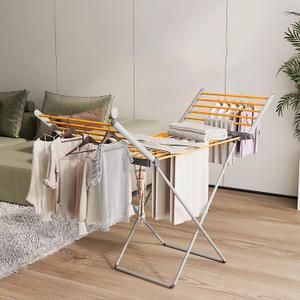 (1 Pack) Heated Clothes Drying Rack, Folding Electric Clothes Rack, Collapsible Laundry Drying Rack, Free Standing Heating Garment Dryer Towel Rail Space Saving for Home Indoor Outdoor