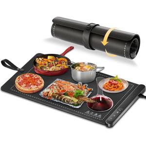 Food Warming Mat, Upgraded Graphene Full Surface Heating Foldable Heater Food Pad, Compact Silicone Materials, 6 Heat Settings, Multifunctional Food Warmers for Parties Buffet, Daily Life Use (1)