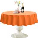 Softalker Round Tablecloth, Waterproof & Stain Resistant Table Cloth Wrinkle Free Fabric Washable 210GSM Polyester Table Cover for Dining/Party/Thanksgiving - 60 inch,Orange