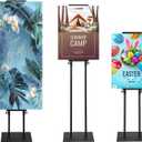 Poster Stand for Display, Pedestal Sign Stand, Double Banner Stand with Non-Slip Base, Heavy Duty Adjustable Poster Board Stand Height Up to 75Inches, Sign Holder for Board & Foam Sign