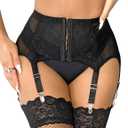 Lace Garter Belts for Thigh Highs Plus Size Suspender Belt Garter Belt Set Sexy Garters Lingerie with 6 Strap Slip