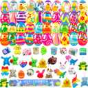 32 Pack Prefilled Easter Eggs with Fidget Toys, Bright Colorful Easter Eggs Prefilled with Variety Easter Stress Toys Great for Kids Toddler Easter Basket Stuffers Party Favors Gifts