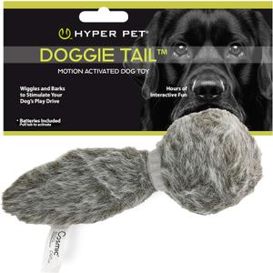 Hyper Pet Doggie Tail Interactive Plush Dog Toys (Wiggles, Vibrates, and Barks, Stimulating Play) (Full Unit, Classic Doggie Tail)