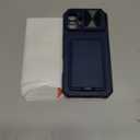 SSLOTSCASE for iPhone 17 Pro Max Case with 2X Screen Protector, Kickstand & Credit Card Holder & Sliding Lens Cover & Camera Stand & Wallet, Silicone Edge Protective Cover for iPhone 17 Pro Max, Blue