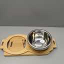Jovrun Elevated Dog Bowls, Adjustable Raised Dog Bowl Stand for Medium Large Size Dogs, 15°Tilted Elevated Dog Bowls, Durable Bamboo Dogs Feeder with 2 Stainless Steel Bowls and Non-Slip Feet