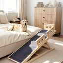Dog Ramp for Bed, 55 in Adjustable Wooden Ramp with Side Rails