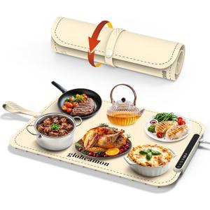 Warming Mat for Food,Quick Heat Food Warming Mat with 7-Level Adjustable Temperature and 4-Hour Timer,Rollable and Portable Food Warmer,Electric Warming Tray for Buffets Parties