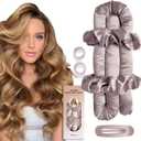 Jumbo Heatless Hair Curler Set-Satin Heatless Curls Overnight, Jumbo Curling Rod Headband, No Heat Curlers To Sleep in (Lavender Gray)