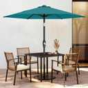 AreShark 7.5FT Patio Umbrella Table Market Umbrella with 6 Sturdy Ribs, Button Tilt/Crank, Heavy-Duty Outdoor Umbrellas for Pool, Deck, Garden and Backyard, Cerulean