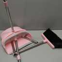 Pink Broom and Dustpan Set, 52” Long Adjustable Handle Broom with Dustpan Combo Set with Dust Pan Teeth to Clean Hair for Home Lobby Office