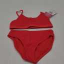 Kanu Surf Girls' Willow V-Neck Bikini Beach Sport 2-Piece Swimsuit (8, Ruched Solid Red)