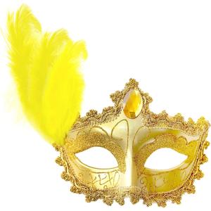 Wildarms Women Feather Masquerade Mask Mardi Gras Masks Princess Fancy Dress Mask for Halloween Venetian Party