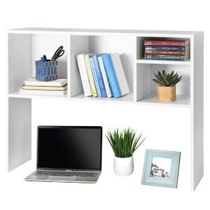 Glossyend Sturdy and Elegant Wood Dorm Desk Bookshelf Organizer, Office Desk Bookshelf Holder, Desktop Bookshelf Storage, Desk Book Organizer, Collage Dorm Desk Bookshelf, White 102x32x12.5 CM