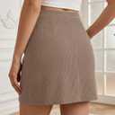 Timormode Mini Skirts for Women High Waisted Corduroy A Line Skirt 2026 Basic Casual Spring Pencil Skirts TMS8012 Brown M
