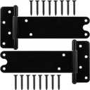 8 in T-Strap Shed Door Hinges,2 Pack Heavy Duty Tee Hinge, 300 Lbs Capacity, Black Gate Strap Hinges, Black Wrought Hardware for Wooden Fences, Barn Door, Shed Doors (Patent Pending)