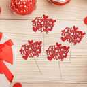 2 x Gyufise 36Pcs Happy Valentine's Day Cupcake Toppers with Heart Glitter Sweet Love Theme Valentine's Day Cupcake Food Picks Valentine's Day Theme Birthday Party Cake Decorations Supplies Red