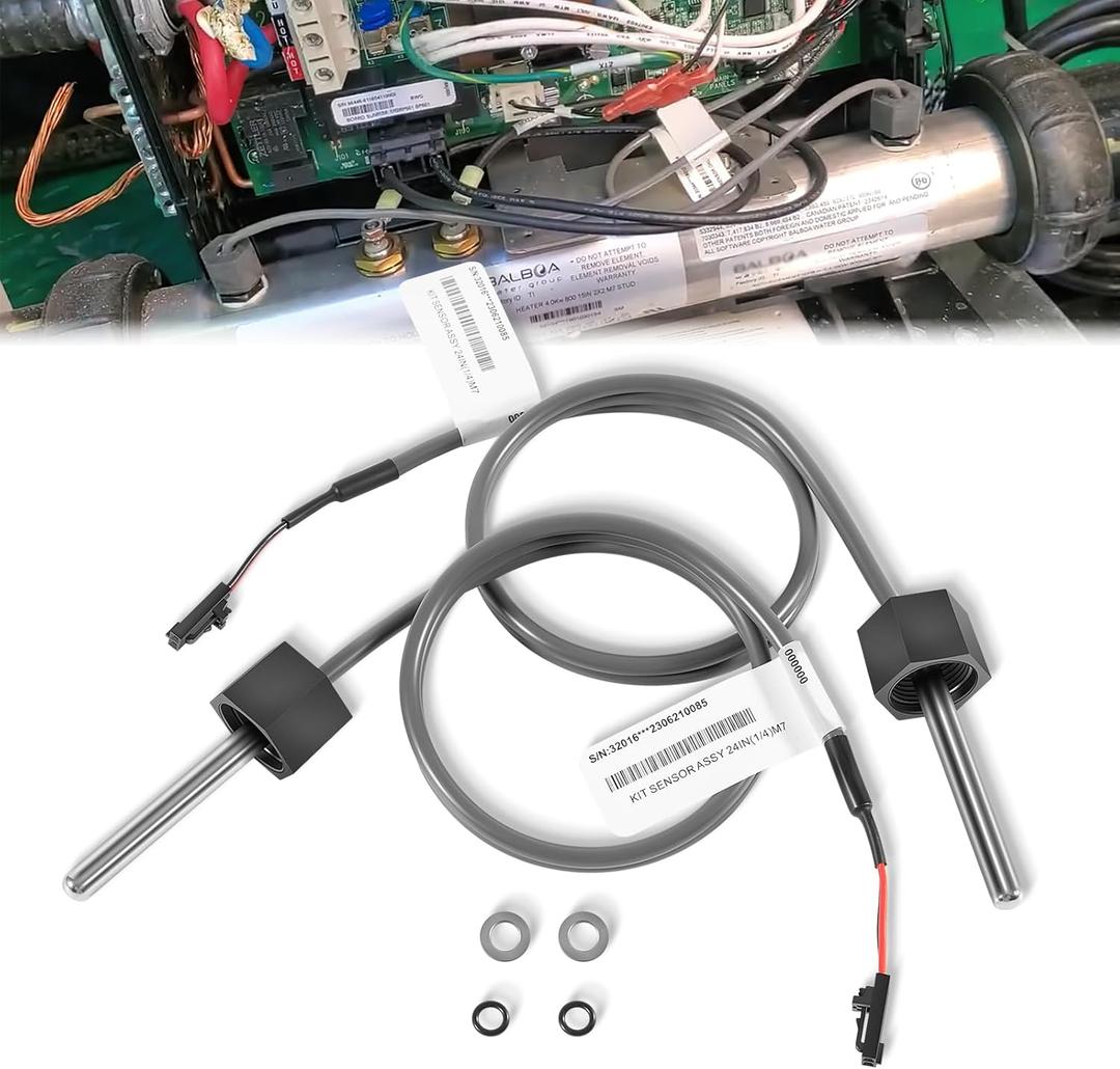 M7 Sensor Kit Temp/High Limit Replacement for Balboa 32016 30344 30042 30382 53605 Sensors, Hot Tub Pool Heater Sensor for Balboa Spa Heater M7 System, 24" Temp/Hi Limit,1/4" Diameter (2 Pack)