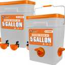 5-Gallon/44 Pounds Automatic Chicken Feeder & Waterer Set(2 Buckets), Chicken Feeder Port & Water Cup No Waste, Rain Proof Poultry Feeder, Avoid Small Animals Suitable for Chicken, Duck, Turkey