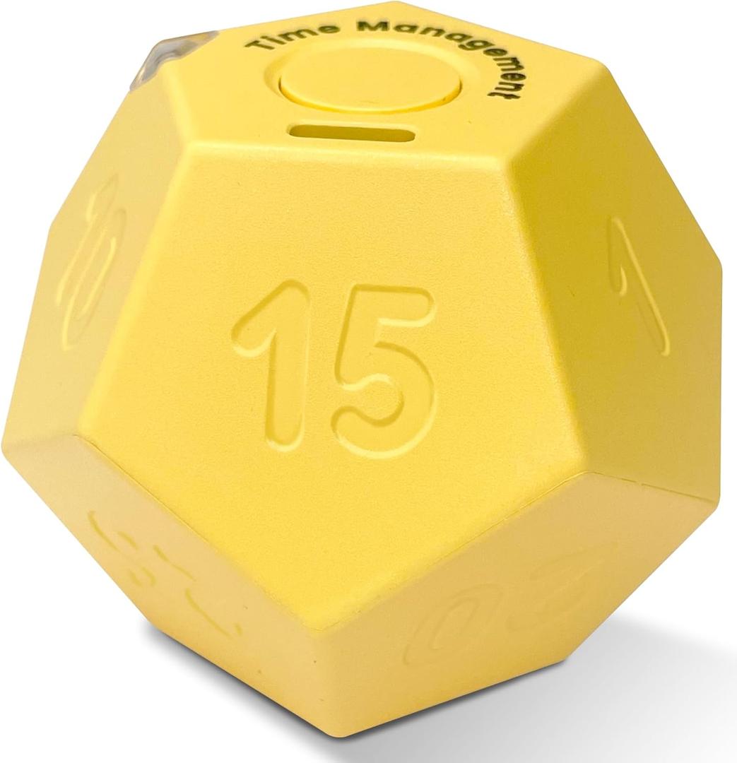 Cube Pomodoro Timer - Flip to Start Countdown, Rechargeable Mini Productivity Timer for Study, Office, 11 Preset Times, Silent/Vibration, Time Management Tool for Kids & ADHD (Yellow)