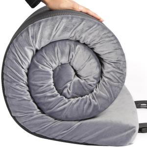 Portable Memory Foam Sleeping Pad - Roll Up Foldable Camping Mattress with Waterproof Cover - Lightweight Travel Bag (75*25*3, Gray)