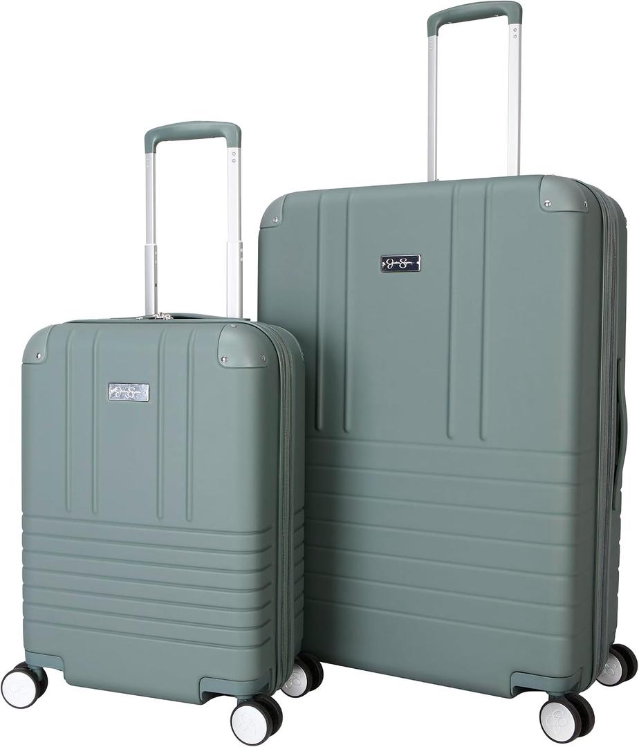 Jessica Simpson Countryside 2-Piece Set (21" & 30") Expandable 8-Wheel Spinner Large Checked Luggage Suitcase, Chinois Green