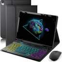 Keyboard Case for Samsung Galaxy Tab S11-11 inch 2025 Cover (SM-X730, SM-X736, SM-X736B)- 7 Color Rainbow Change Backlit Detachable Magnetic Keyboard with S Pen Holder with Mouse - Black