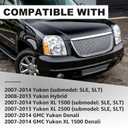 Headlights Assembly for 2007-2014 GMC Yukon SLE SLT Denali Yukon XL 1500 2500,Headlamp Assembly DENALI Style Chrome+Amber Halogen OE Replacement, RK-HL-YK031