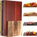 4 Pcs Acacia Wood Book Cutting Boards Set with Wooden Bookend Holder Book Shaped Solid Wood Cutting Board for Kitchen Fruits Vegetables Meat Fish Cheese Bread(Standard)
