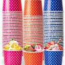 LITOPAK 120 Pack 12 oz Ice Cream Cups, Disposable Dessert Cups for Cold or Hot Food, Coloured Paper Dessert Bowls for Soups, Sundaes, and Ice Cream