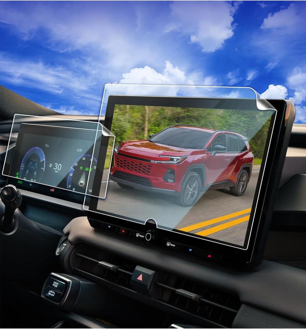 2pcs Anti-Glare Only for 2026 Toyot a RAV4 XSE Limited &2026 RAV4 Hybrid (XSE, GR SPORT) 12.9inch TPU Screen Protector for 2026 Toyot a RAV4 12.9Inch Accessories Dash & Navigation (NOT FOR 10.5inch)