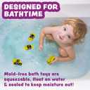 Tub Works Construction Trucks Mold Free Bath Toys, 6 Pack | Sealed, No Hole Bath Toys Design Keeps Moisture Out | Soft, Squeezable & Float on Water | Baby & Toddler Bathtub Toys | Baby Pool Play