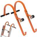 2 Pack Ladder Roof Hook with Wheel Heavy Duty Steel Ladder Stabilizer, Roof Ridge Extension, Rubber Grip T-Bar for Damage Prevention, 500 lbs Weight Ratin, Fast & Easy to Access Steep Roofs(Patent)