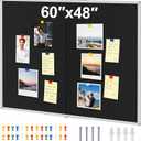 Large Cork Bulletin Board, 48 X 36 in Foldable Silver Aluminium Frame Noticeboard for Wall, 4'x 3' Large Wall Mounted Memo Notice Pin Board with 28 Push Pins for School, Home & Office (Black), 36 x 24 inches