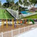 E&K 1 Set 36" H x 84" W Vinyl White Picket Fence Panels Decorative Fencing for Front Porch Yard Garden Pool (20 Pickets, Straight)